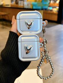 1个蓝牙耳机保护套，时尚简约银色爱心保护壳，兼容 Pro/Pro2/1、2/3/4，情侣款设计 - 彩色 - 查看 5