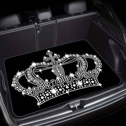 1 件 2D 皇冠图案柔软涤纶后备箱垫，适用于 SUV、轿车和卡车的汽车货物衬垫 - 情人节、父亲节、母亲节的理想礼物，非常适合圣诞节、汽车配件、汽车内饰