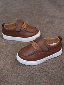 1 Pair Unisex Children Canvas Sneakers, Student Casual Shoes, Holiday Outdoor Sports Shoes, Non-Slip Wear-Resistant Running Shoes, PU Leather Comfortable Campus Shoes, Spring/Autumn