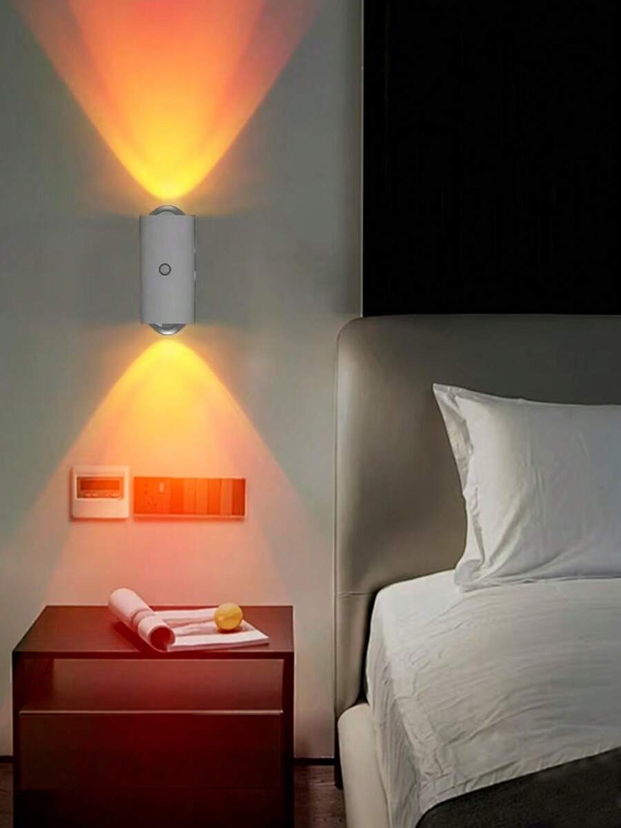 LED Dual Beam Smart USB Night Light With PIR Motion Sensor, RGB Color Changing, Magnetic Portable Wall Lamp, 3 Lighting Modes, Wireless Wall-Mounted Light For Deck, Entryway, Bedroom, Desk, Closet