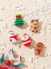 5pcs Cute & Soft Holiday Vibe Hair Accessories/Clips - Reindeer/Christmas Tree/Teddy Bear/Christmas Element Pattern Decor Clips, Side Bangs Decor/Christmas Party Hair Clips, Claw Clips, Hair Claws, Hair Slide, Hair Barrettes