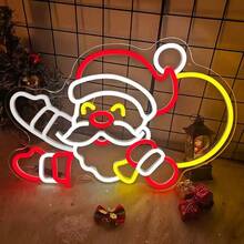 Christmas Santa Claus Decorative Neon Sign Light, Indoor Holiday Atmosphere Lamp