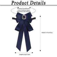 Bow Ties For Women, Adjustable Pre Tied Bow Tie Solid Color Ribbon Bowtie For Ladies Party Daily Cosplay School Uniform Shirt Blouse Costume - 藏蓝色 - 查看 6