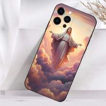 Custodia per iPhone 16, 15, 14, 13, 12, 11 Plus, Pro Max, XS, X, XR, SE, Mini, 8, 7 in morbido silicone nero con tema cristiano e immagine della Vergine di Guadalupe - Z2 - Visualizzare 2