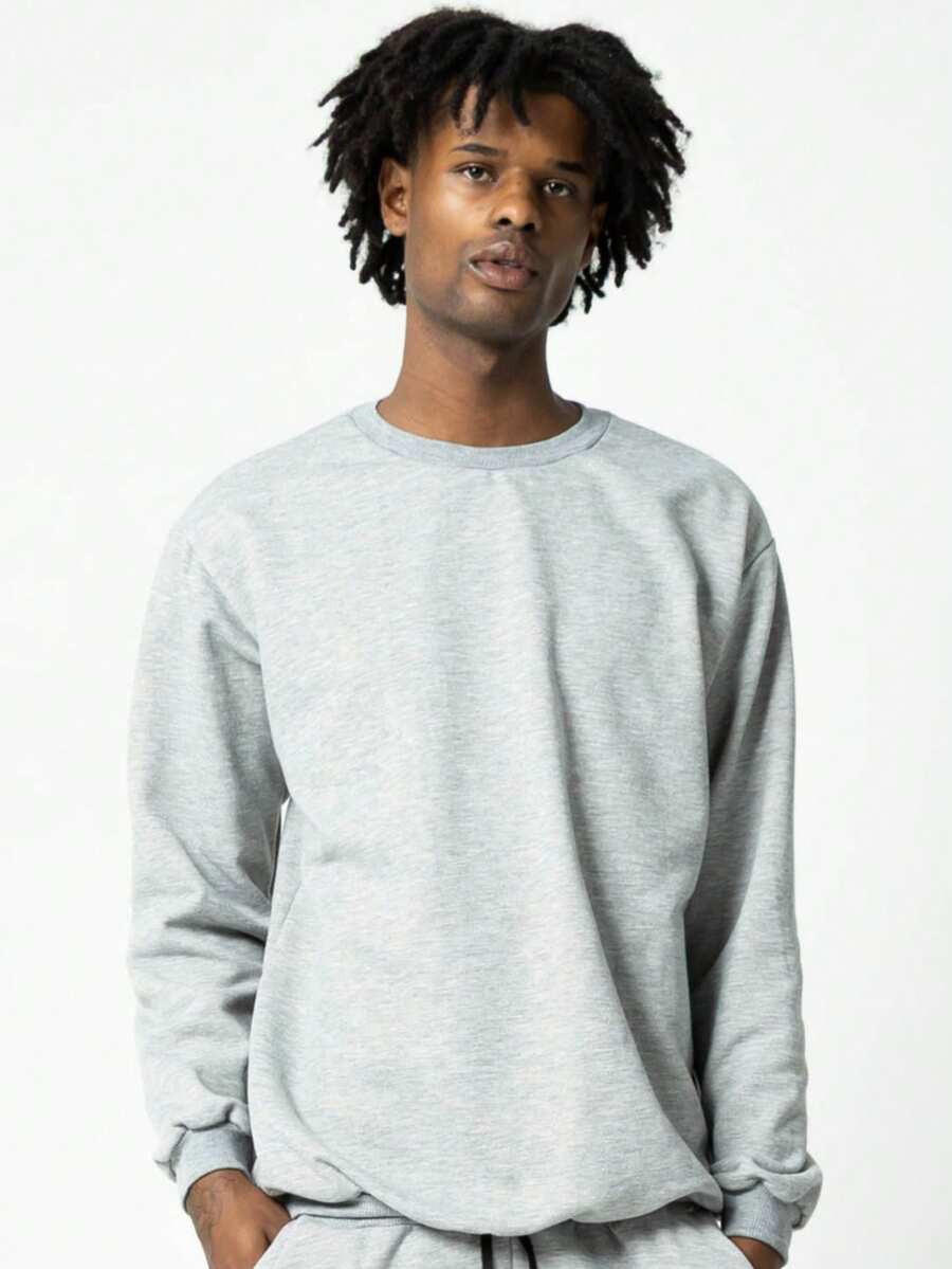 Moletom Gola Redonda Unissex Careca Blusa de Frio Casaco Feminino Masculino Flanelado Liso Sem Estampa Algodão