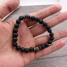 1pc Men's Beaded Bracelet, Natural Stone Bead Bracelet, The Perfect Gift For Boyfriend, Father, Brother - Black - View 5