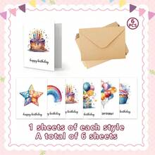 12 pezzi Set di Biglietti di Auguri Colorati con Motivo a Torta di Compleanno (con Buste) - Perfetti per Compleanni, Ringraziamenti e Occasioni Speciali, Forniture Scolastiche, Ritorno a Scuola