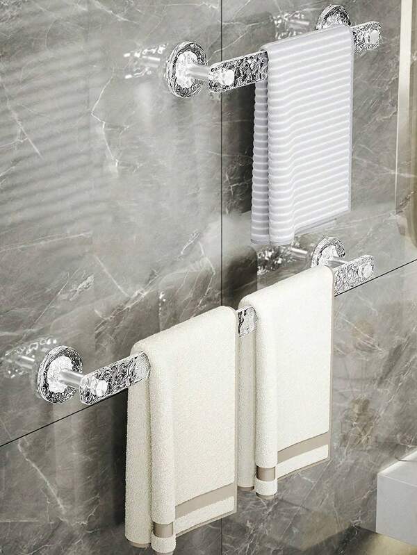 1/2pcs Transparent Acrylic Bathroom Towel Rack & Slipper Hanger, No Drilling Required, Convenient Drainage, Multiple Combinations, Suitable For Kitchen, Bathroom, Toilet Storage