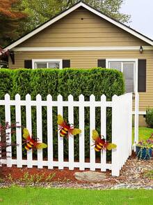 3 piezas/set Decoración de pared de metal con diseño de abeja para jardín, valla, patio o exterior, decoraciones colgantes de abejorros para exteriores