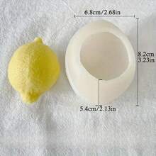 1/2个3D柠檬硅胶蜡烛模具 | 逼真水果造型，适用于蜡/皂/树脂工艺品，可用于制作香薰蜡烛、DIY家居装饰和手工艺术工具 - 白色 - 查看 3