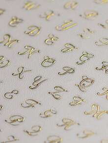 4-Colors Letter Nail Stickers, 4 Sheets Old English Letter Nail Decals 3D Self-Adhesive Gold Silver Black White Retro English Pattern Old Alphabet Cursive Nail Design Manicure Nail Accessories For Women Girls (10X8cmSheet )