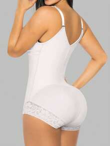 1 Pc Shapewear For Women Tummy Control Body Shaper Zipper Open Bust Bodysuit - White - View 3