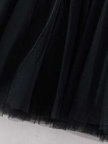 0-2 Years Old Baby Girl Black Floral Embroidery Mesh Party Tulle Dress - Black - View 5