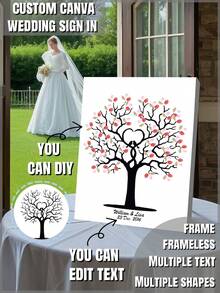 ​Wedding Fingerprint Guest Book - Unframed Canvas Sign-In Painting For Engagement/Bridal Shower