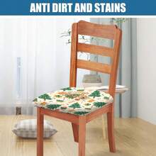 1/4/6/40 buc Brad de Crăciun verde cu globuri galbene ornamentale; Cutii de cadou colorate cu hârtie de împachetat și panglici; Bomboane și bastoane de acadea imprimate; Husă de scaun detașabilă și elastică din fibră de lapte, huse pătrate pentru scaune pentru sufragerie, bucătărie, restaurant, scaune de hotel, husă moale pentru pernă.