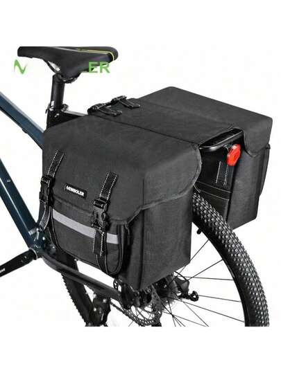Bicycle Rear Seat Bag 25L Large Capacity Outdoor Luggage Carrier Bags Cycling MTB Road Bike Trunk Double Pannier Bag//// ﻿Saddle Bags For Bicycle,Bike Rear Carrier Bag With Reflective Trim,Bike Panniers With Adjustable Hooks,Waterproof Mountain Road Bike Rack Rear Seat Tail Carrier Trunk Double Pannier Bag