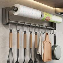 30cm/12in 6-Hook, 40cm/16in 8-Hook, 50cm/20in 10-Hook Stainless Steel Multi-Function Hanging Rack, Suitable For Kitchen, Bathroom, Entryway, Garage, Hotel, Cafe - Holds Towels, Utensils, Bags, Hats, Jewelry, Clothes