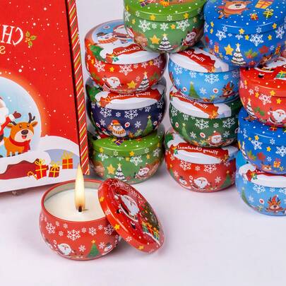 4 Packs Christmas Candle Tins – Festive Empty Candle Making Kit With Lids For DIY Scented Candles, Holiday Gifts & Christmas Decor