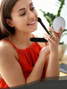 1/2pcs 1 Telescopic Folding Inspection Mirror For Car Maintenance - Black, Carbon Steel And Glass, Underbody Viewing Tool With Red Decorative Handle