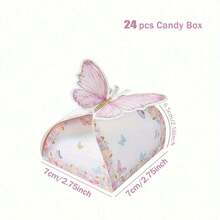 12/24pcs Butterfly Candy Boxes With Decorative Floral Design – Universal Paper Gift Boxes With Accessories For Birthday, Wedding, And Baby Shower Party Favors - For All Occasions - Perfect Gift For Guests & Party Hosts - Multicolor - View 7