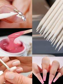 Palito de madera naranja de un solo uso, herramienta para el cuidado de las uñas, elimina la piel muerta, limpia, dispositivo multifuncional, palito de madera naranja sin filo, palito con puntos, palito empujador de madera, palito para quitar uñas. Usado para eliminar la piel muerta y limpiar las uñas, adecuado para salones de uñas y manualidades de arte de uñas