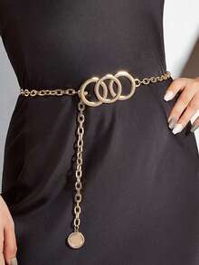 1pc/2pcs Shiny Gold Metal Underwire Waist Chain For Women, Suitable For Long Dress, Evening Gown, Wedding, Party, Business Meeting, Elegant Fall, Autumn, Halloween