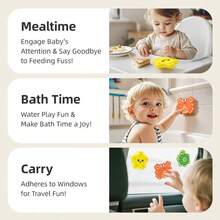 3 Piecesnovelty Rotating, Interactive Rotating Toys, Rotating Interesting Sucker High Chair And Bathtub Star, Crab And Turtle Design Children's Sensory Development And Travel Fun Children's Bathroom Toys, Birthday Gifts