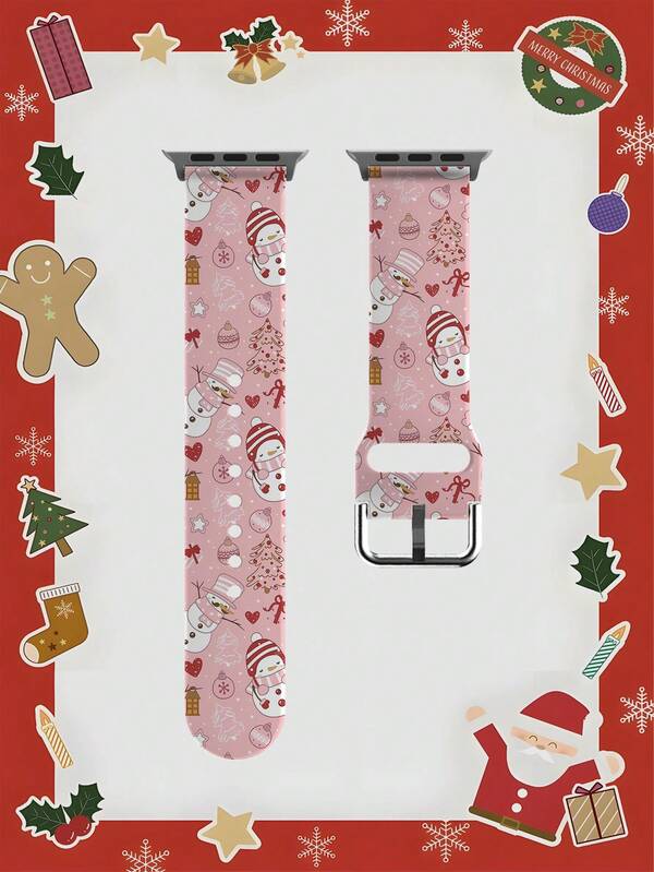 1pc Christmas Gingerbread Man Pattern TPU Watch Band Compatible With 38/40/41/42/44/45/49mm Ultra/SE/9/10/8/7/6/5/4/3/2/1