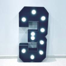 1Pc 73cm/28.74inch Cool Light Black KT Board Number Light Sign (0-9) Number Frame - Suit For Birthday/Anniversary/Wedding Photo Props & Ambience Decor--8/10pcs Light - White - View 11