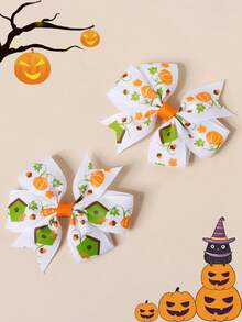 2/8 sztuk dla dziewczynek, śliczne spinki do włosów z motywem dyni, ducha, czarodzieja, potwora, nietoperza, spinki do grzywki, ozdoby do kucyka, odpowiednie na przyjęcia świąteczne, akcesoria do włosów na Halloween