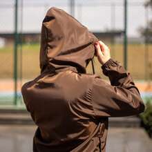 Women's Windbreaker Jacket, Semi-Lined, Water-Resistant, Ultra-Light, Sportswear - Rust Brown - View 8