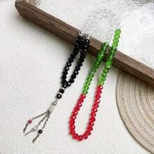 1 pieza Pulsera rosario de 99 cuentas cristal plano de 8mm, Tasbih de oración diaria de Oriente Medio