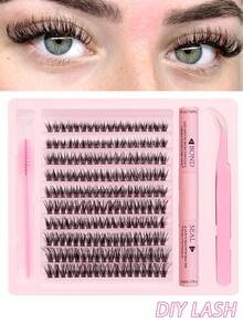 180 件大容量假睫毛延长套装，浓密柔软的睫毛簇，睫毛延长粘合剂密封睫毛镊子，睫毛刷化妆工具，蓬松 C 卷 10-16 毫米混合睫毛簇，自然外观假睫毛，睫毛生长化妆睫毛簇套装，睫毛，睫毛，假睫毛 - 黑色 - 查看 1