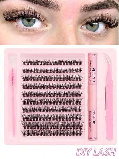 180 件大容量假睫毛延长套装，浓密柔软的睫毛簇，睫毛延长粘合剂密封睫毛镊子，睫毛刷化妆工具，蓬松 C 卷 10-16 毫米混合睫毛簇，自然外观假睫毛，睫毛生长化妆睫毛簇套装，睫毛，睫毛，假睫毛