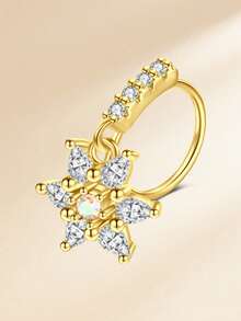 1 件 20G 吊坠鼻环女式不锈钢鼻穿孔饰品软骨耳环 CZ 花朵领结水滴十字耳屏耳轮唇穿孔，银金吊坠鼻环吊坠鼻穿孔首饰套装可爱鼻环耳环吊坠软骨耳环女士时尚配饰