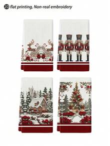 2pcs/4pcs/8pcs Christmas Tree, Christmas Cabin Pattern Kitchen Towels, Christmas Gift Box Pattern Bathroom Towels, Christmas Outdoor Party Towels, Christmas Home Decor, Christmas Kitchen Decor, Modern Style, Quick Drying, Super Soft Microfiber Material, Rectangular, 15.75IN*23.62IN/40*60CM Digital Printing Pattern, Suitable For Outdoor Party Decoration, Christmas Holiday Gifts