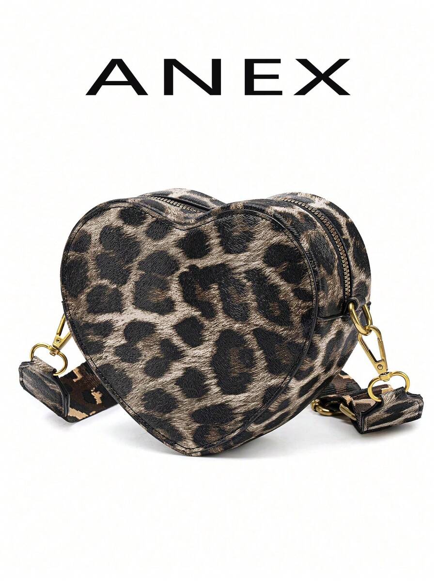 Leopard Print Heart-Shaped Bag Women's Shoulder Crossbody Bag, Fashionable Mini Love Bag, Suitable For Daily Travel, Parties, Leisure, Also Suitable For Giving Gifts To Female Friends