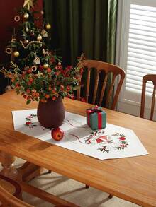 1pc Embroidered Table Runner, Made Of Polyester Fabric, Decoration For Kitchen, Dining Table, Home Gatherings, Party, Wedding Ceremonies, Indoor & Outdoor Use - Multicolor - View 10