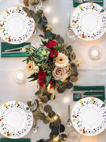 8pcs White Paper Plates, White & Colorful Polka Dot Party Plates, Disposable Tableware, Disposable Paper Plates For Cake, Dessert, Bread, Suitable For Wedding, Birthday Party, School Party Decor, Outdoor Picnic, Christmas Dinner