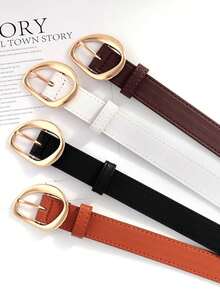 1pc Women's Asymmetrical Buckle Belt, New Niche Casual Waist Belt, Retro Unique Ins Style, Simple Versatile Decoration For Jeans, Dresses