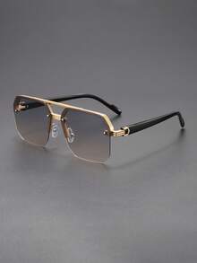 1pc Men's Retro PC Frame Double Bridge Fashion Glasses, Suitable For Sweaters, Coats, Daily, Travel, Vacation, Casual, Stylish - Double Beam-multi-color - View 15