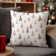 1 pieza Funda de cojín de árbol de Navidad minimalista, tela de terciopelo melocotón suave de una sola cara, 45*45/50*50/40*40CM Funda de cojín para sofá de tela moderna, decoración de interiores, decoración de fiesta, regalo - Multicolor - Ver 7