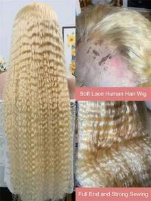 Deep Wave 13x4 HD Lace Frontal Human Hair Wig  Curly 613 Honey Blonde Water Wave 13x4 Lace Front Wigs For Women 200% - S613 - 查看 2