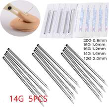 50/100/5pcs Disposable Sterile Body Piercing Needles 12G 14G 16G 18G 20G Tattoo Needle For Navel Nipple Lip Ring Kit Surgical Tools - Silver - View 10