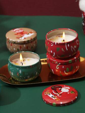 1个雪人和圣诞老人金属蜡烛罐，香薰蜡烛，家居装饰派对礼品新年礼物生日毕业圣诞装饰房间装饰圣诞节，圣诞礼物