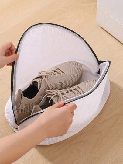 1 Stück wiederverwendbarer Reißverschluss-Mesh-Wäschebeutel, geeignet für Schuhe und Sneaker, extra große Kapazität waschbarer Schuhbeutel, Reise-Schuhbeutel, tragbarer Reißverschluss-Wäschebeutel, Heim-Schuhbeutel, Reißverschluss-Mesh-Wäschebeutel, Waschmaschinen-Schutznetz, strapazierfähiger Polyester-Schuhbeutel