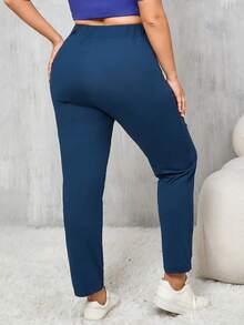 1 Stück Damen Große Größen Lässig Bleistift Hose mit elastischem Bund und seitlichen Taschen, geeignet für Innenaktivitäten, Yoga, hautfreundlich, vielseitig