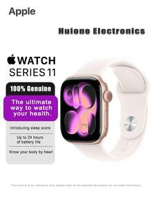 Apple Watch Series 11 GPS 智能手表推出睡眠评分 | 长达 24 小时的电池续航时间 | 醒来即可查看睡眠评分 | 关注睡眠呼吸暂停 | 使用 ECG 应用程序追踪您的心跳 | 使用心率应用程序随时掌握脉搏 | 周期追踪让您无需上厕所 | 获取追溯排卵期估算 | 测量您的血氧。这是一项令人惊叹的创新 - 玫瑰金 - 查看 11