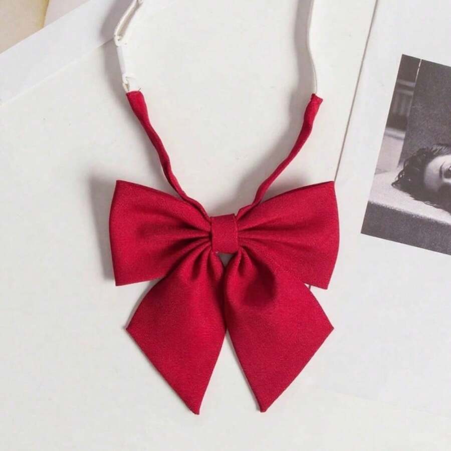 1pc/6pcs Set Adjustable Classic Colorful Bow Tie For Women, Suitable For School Ceremonies, Restaurants, Festivals, Parties, Valentine's Day And Other Occasions - Red - View 1