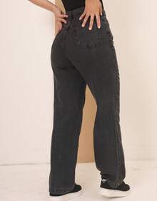 Calça Jeans Wide Leg Feminina Cintura Alta Tecido Grosso Elegante Confortável Vintage 100% Jeans Algodão
